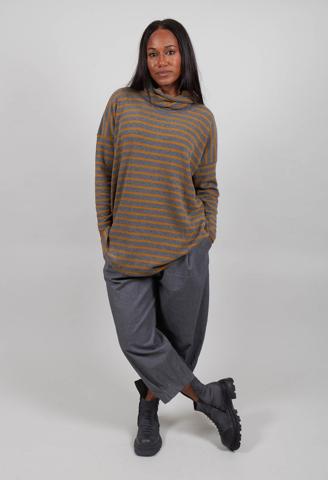 Bill Riga Jumper in Grigio Wide Stripe