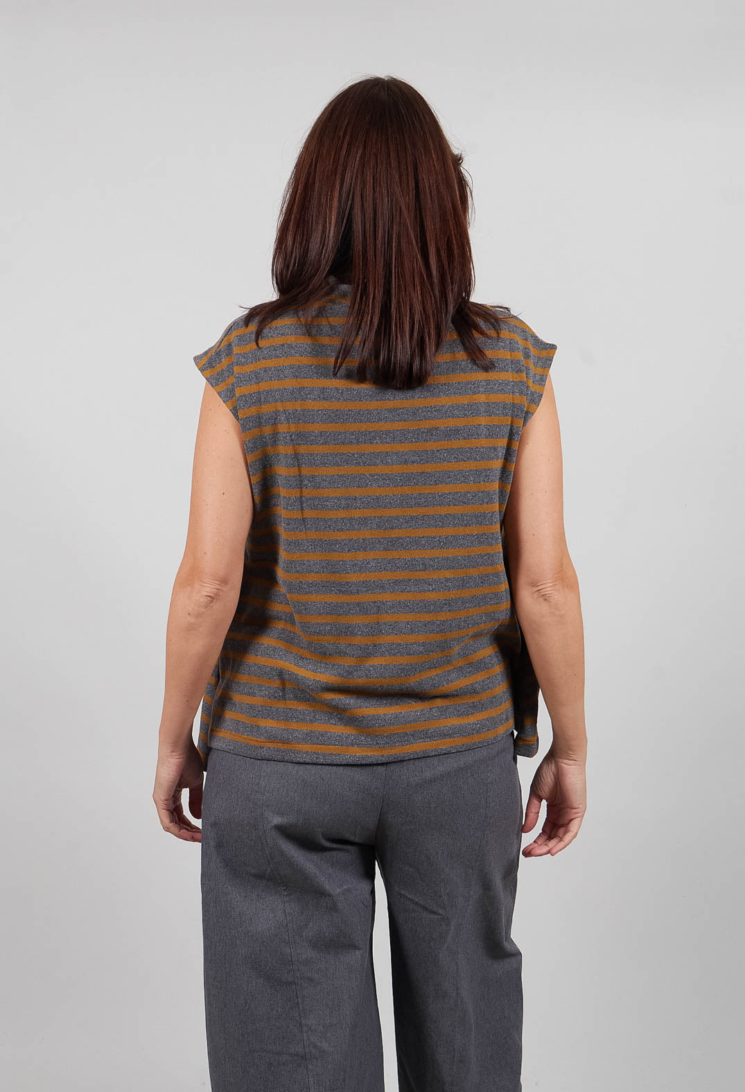 Elva Gilet in Grigio Wide Stripe