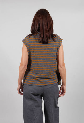 Elva Gilet in Grigio Wide Stripe