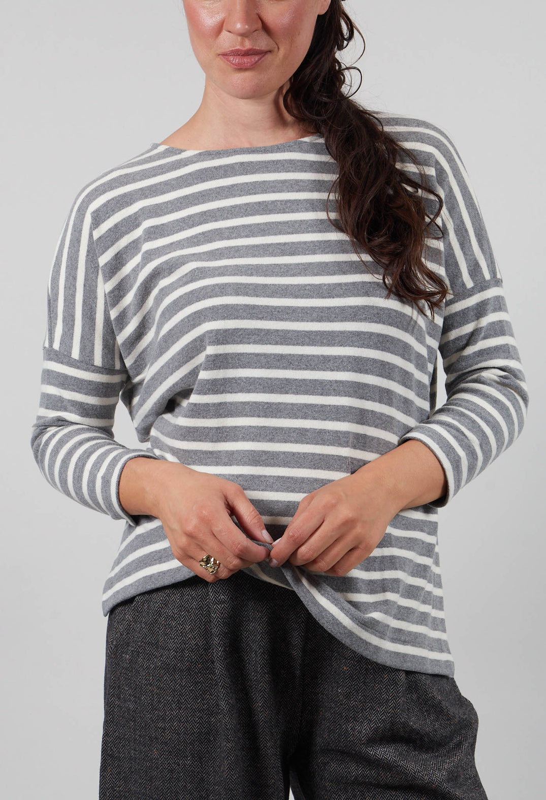 Emotiva Riga Jumper in Latte Wide Stripe