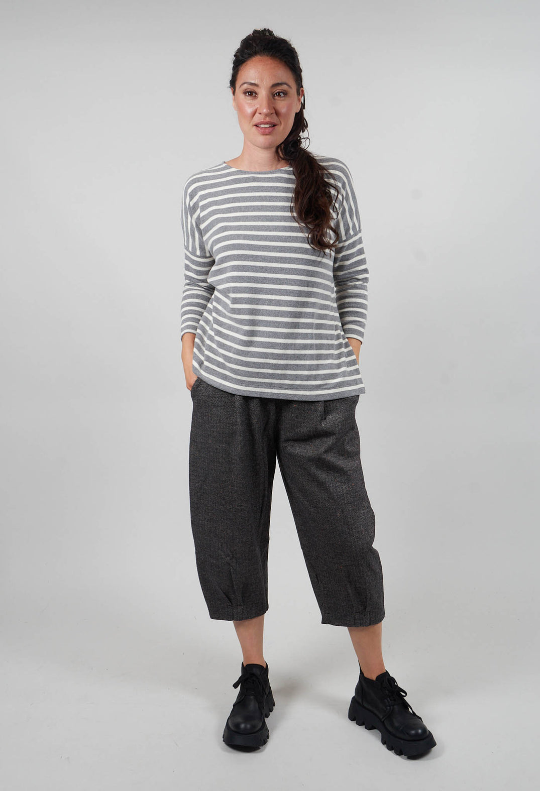 Emotiva Riga Jumper in Latte Wide Stripe