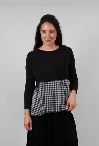 Freda Jumper with Check Trim in Nero