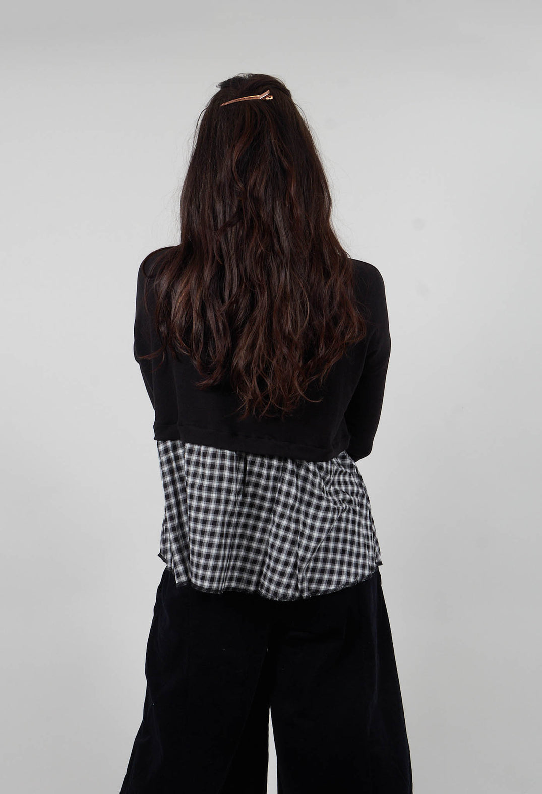 Freda Jumper with Check Trim in Nero