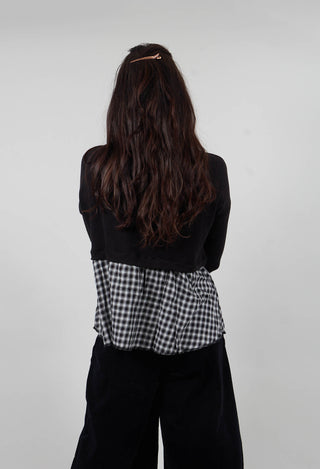 Freda Jumper with Check Trim in Nero