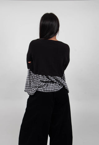 Freda Jumper with Check Trim in Nero
