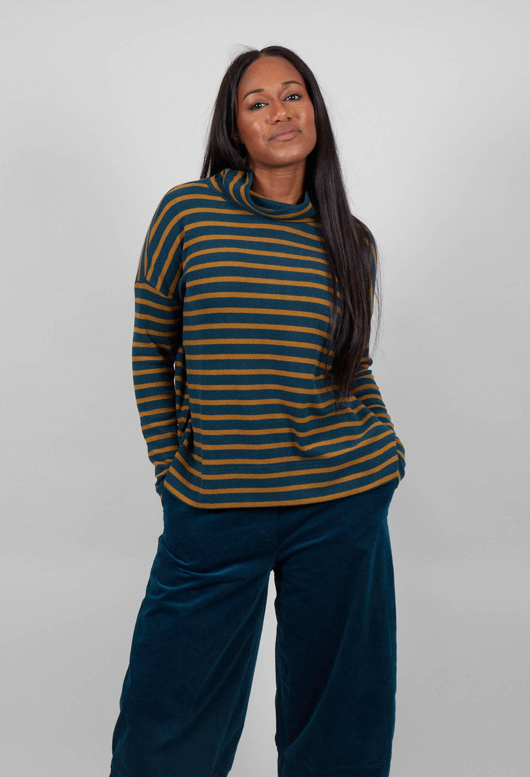 Jade Riga Jumper in Caramello Wide Stripe
