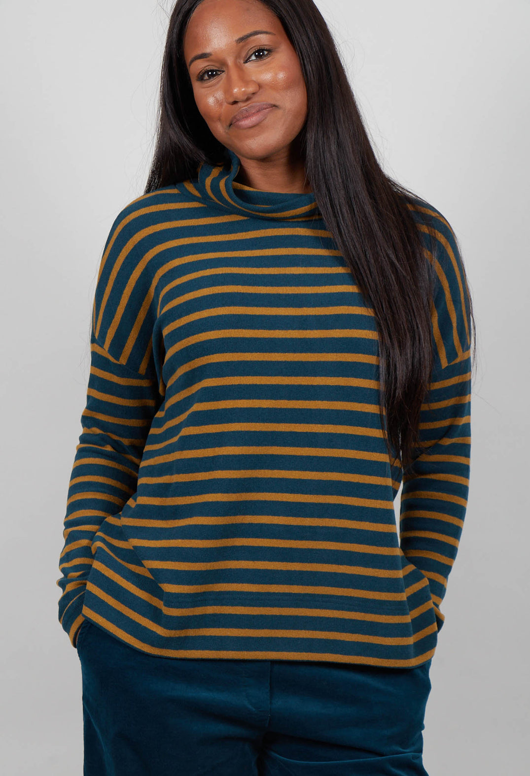 Jade Riga Jumper in Caramello Wide Stripe