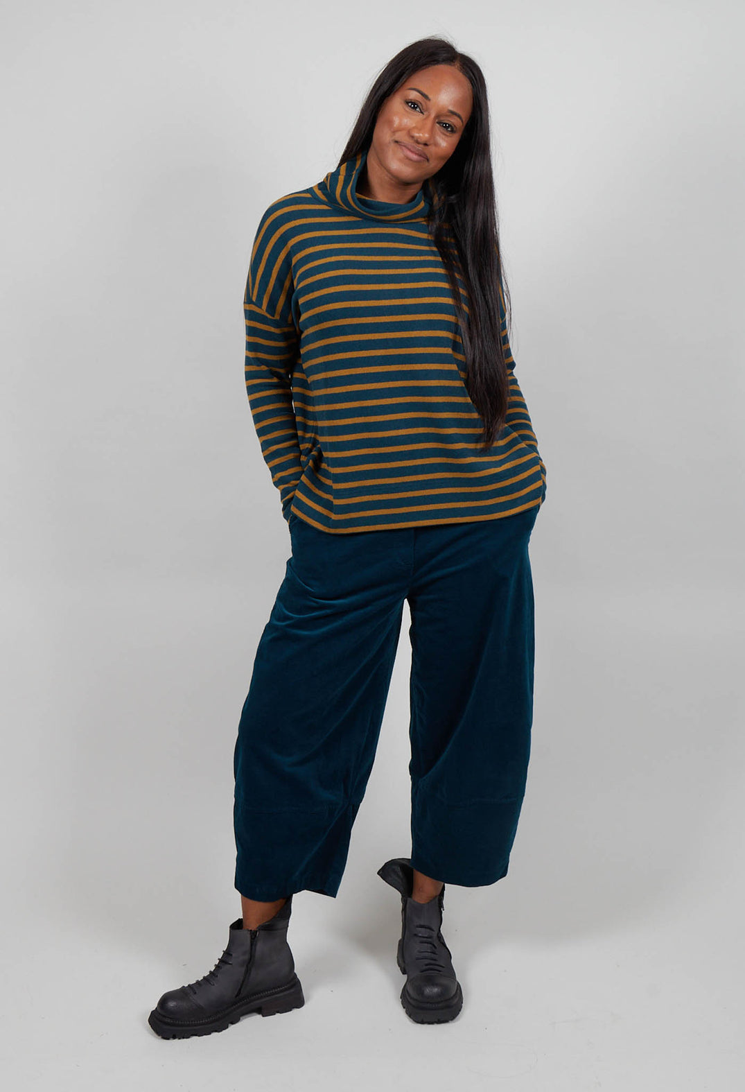 Jade Riga Jumper in Caramello Wide Stripe
