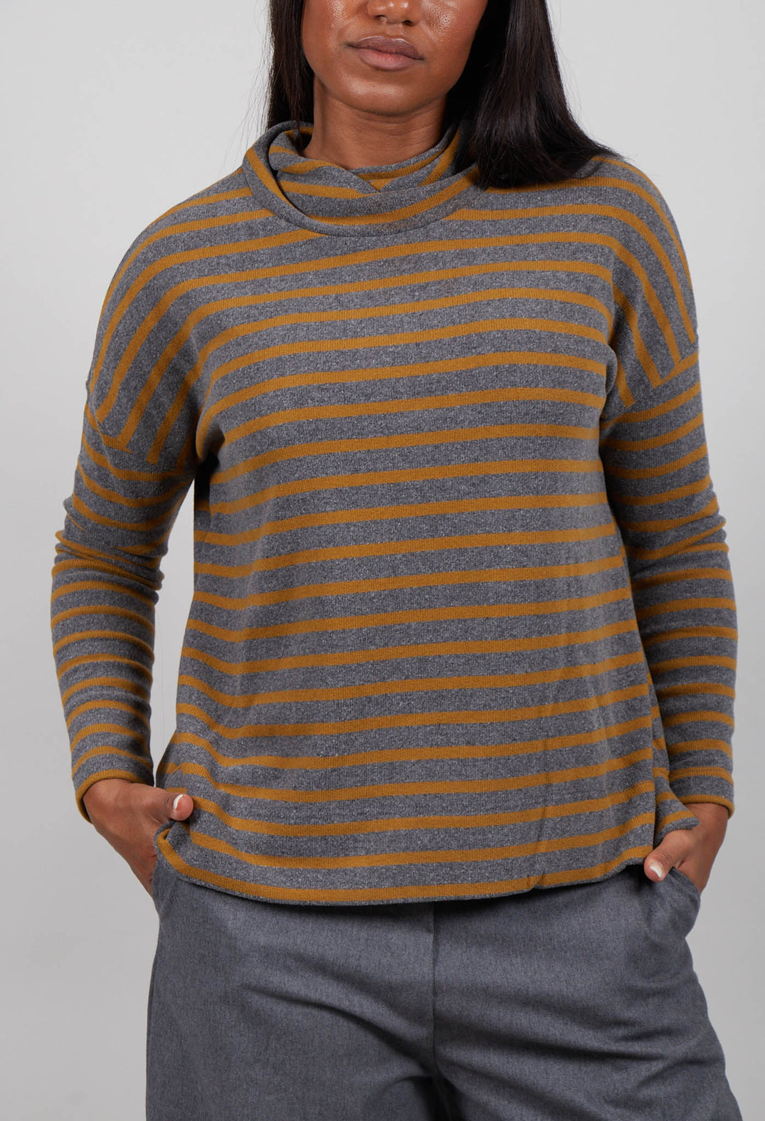 Jade Riga Jumper in Grigio Wide Stripe