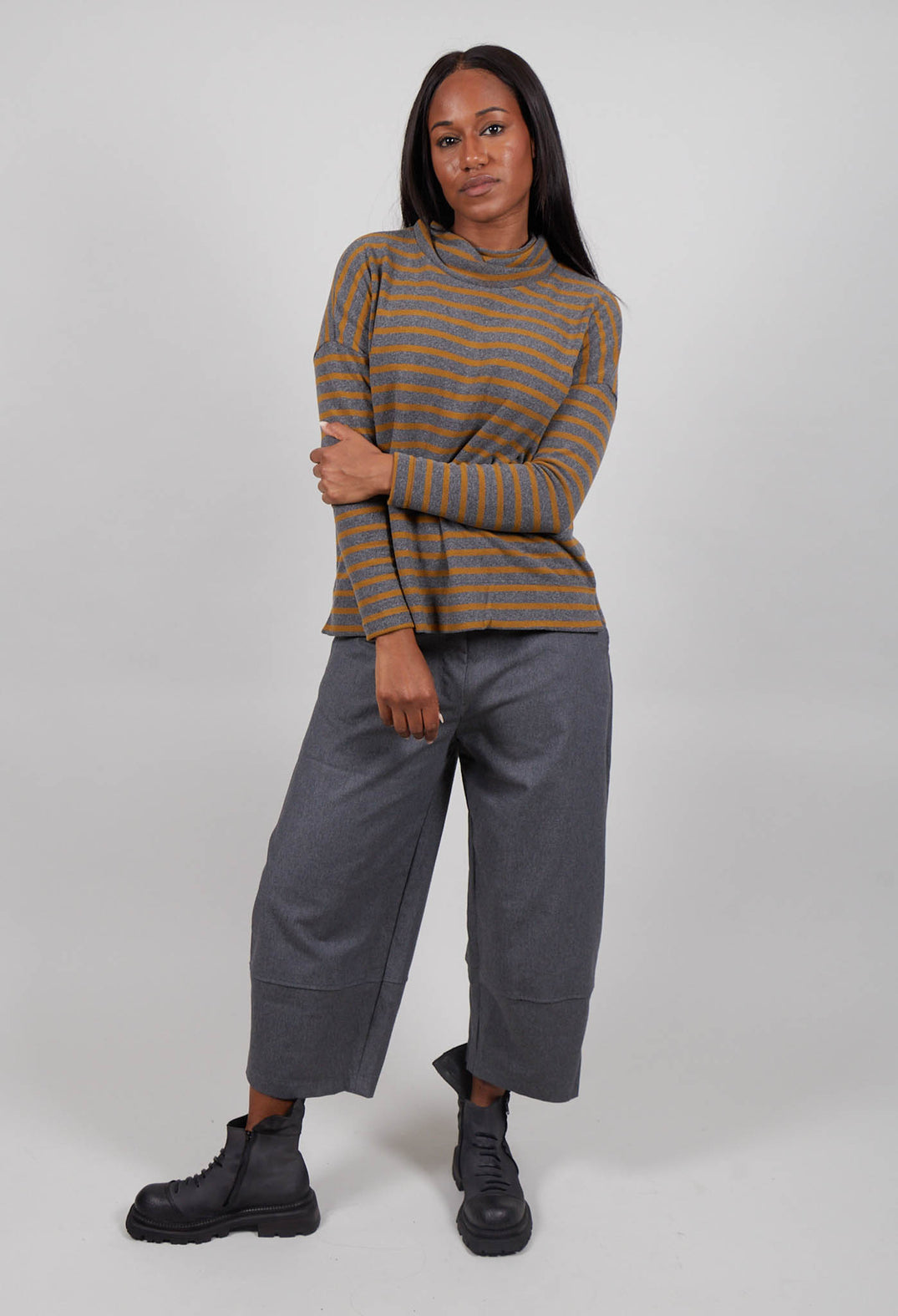 Jade Riga Jumper in Grigio Wide Stripe