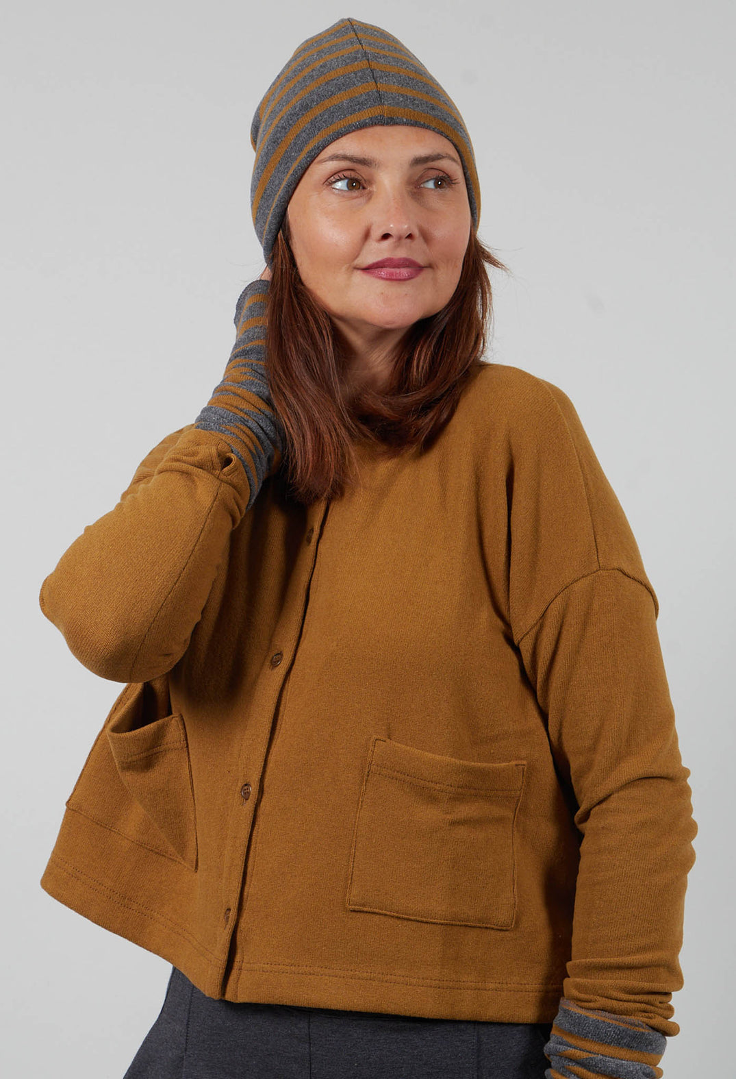 Kaki Riga Hat in Grigio Wide Stipe