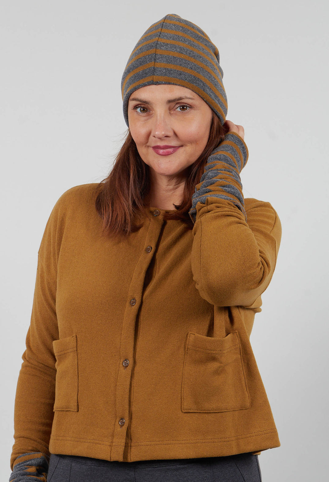 Kaki Riga Hat in Grigio Wide Stipe