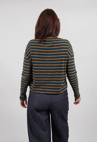 Leah R Cardigan in Caramello Wide Stripe