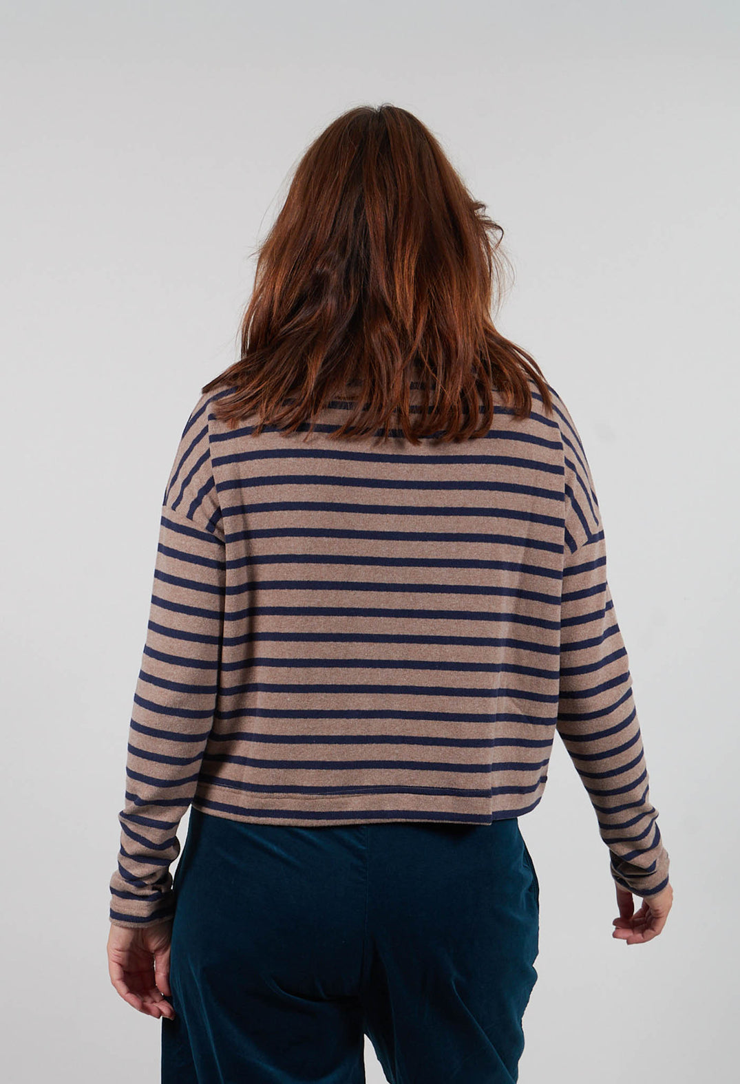 Leah R Cardigan in Alpaca Wide Stripe