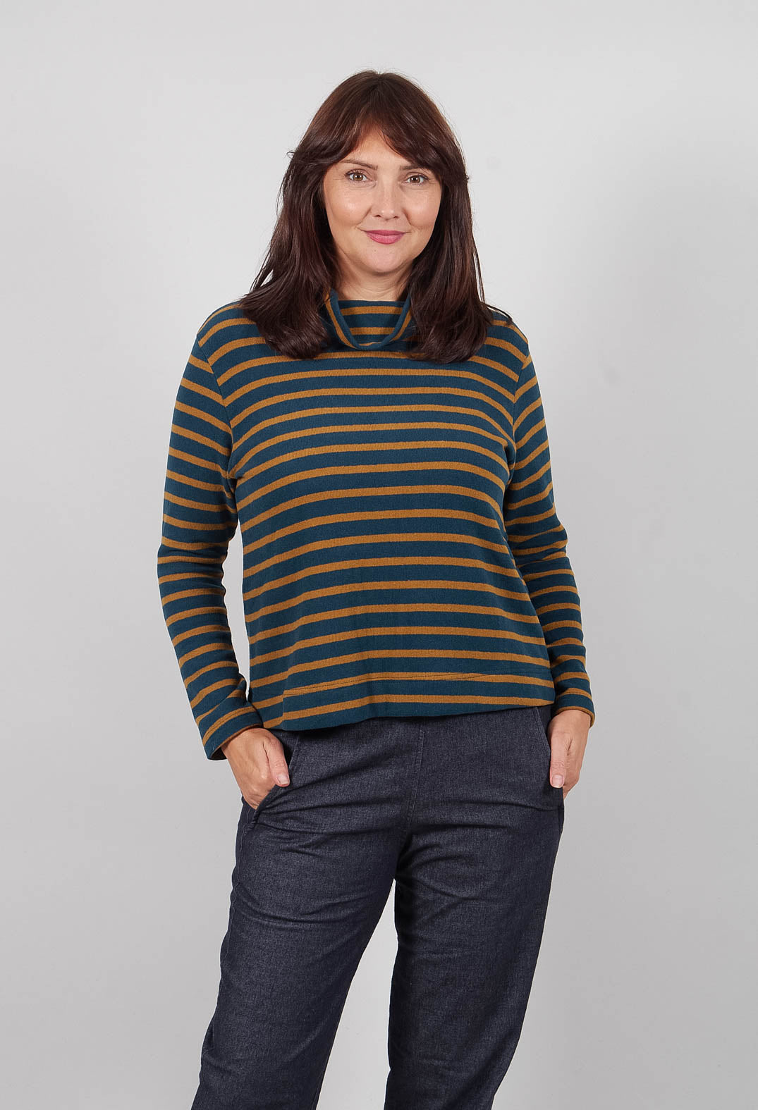 Lydia Riga Jumper in Caramello Wide Stripe
