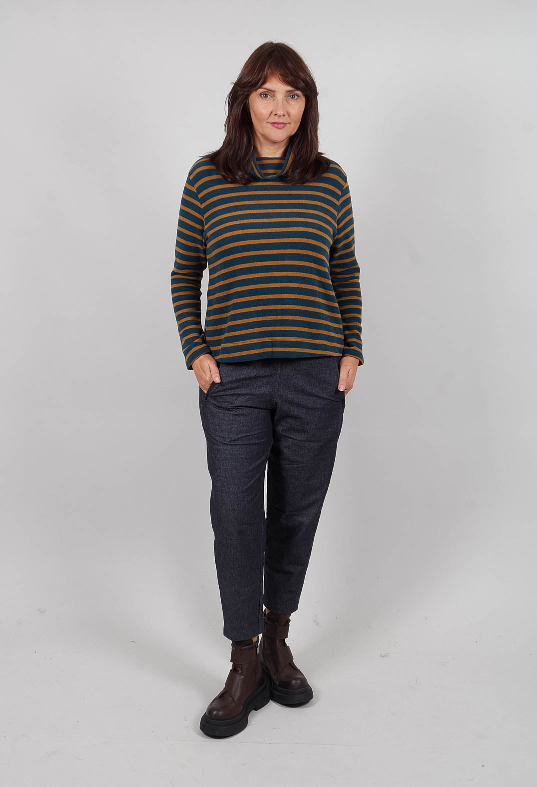 Lydia Riga Jumper in Caramello Wide Stripe