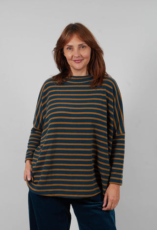 Spino Riga Jumper in Caramello Wide Stripe
