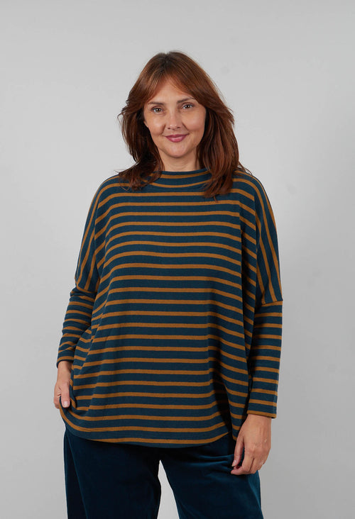 Spino Riga Jumper in Caramello Wide Stripe