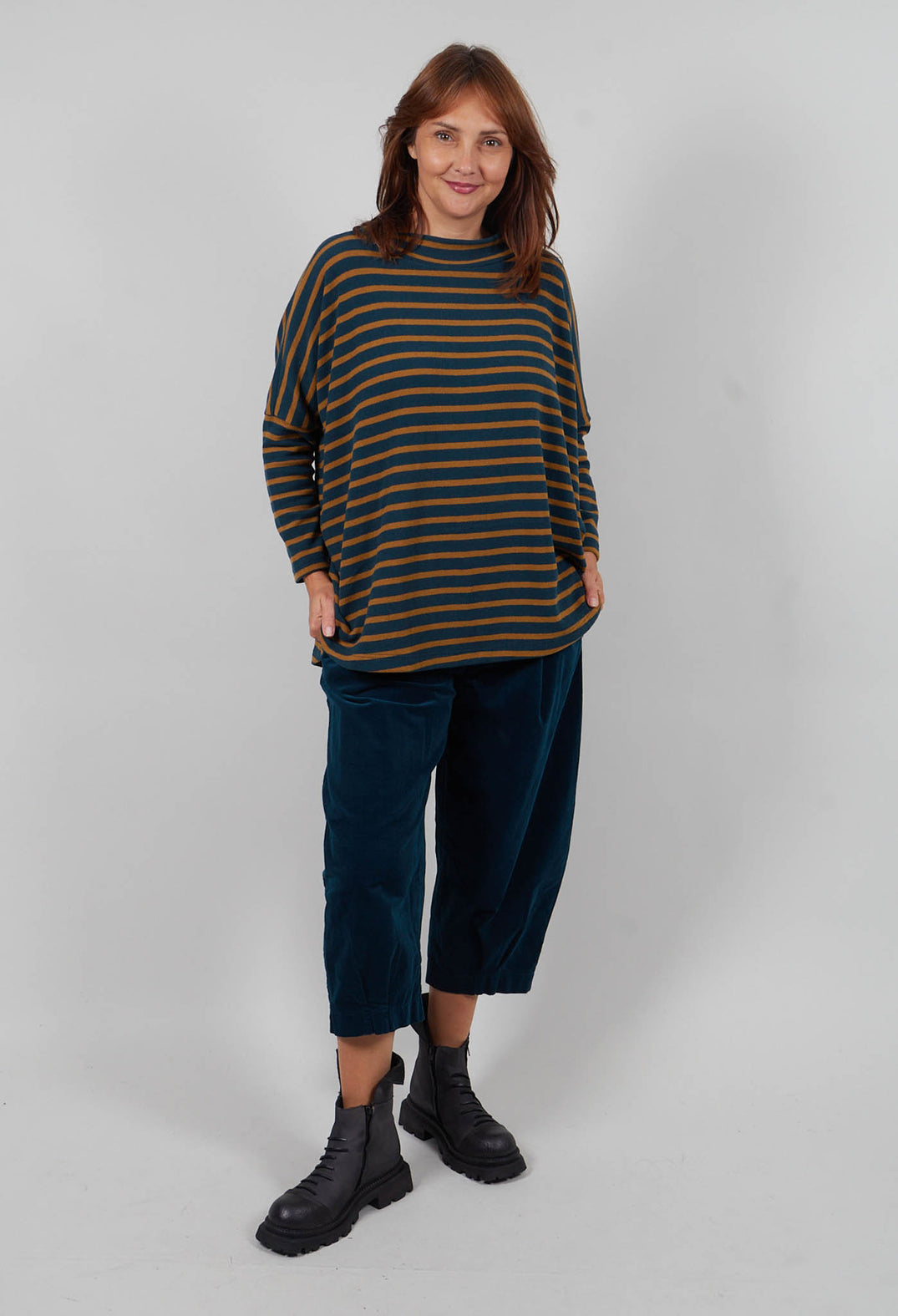 Spino Riga Jumper in Caramello Wide Stripe