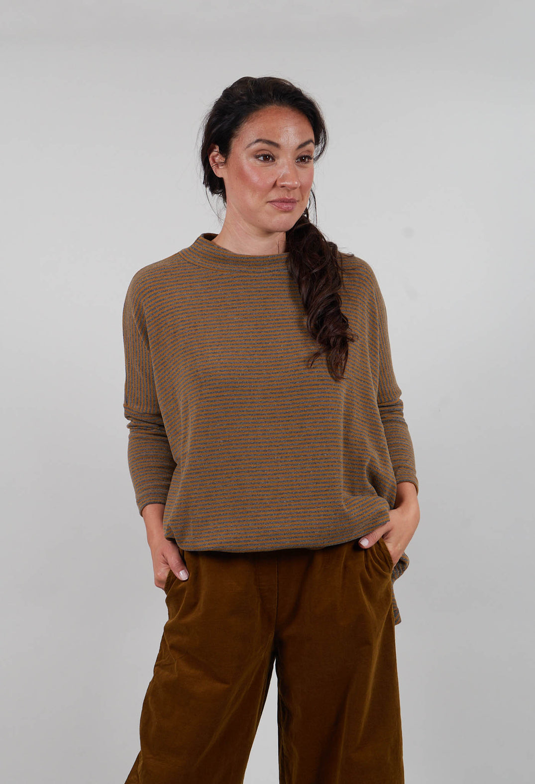 Spino Riga Jumper in Grigio Thin Stripe