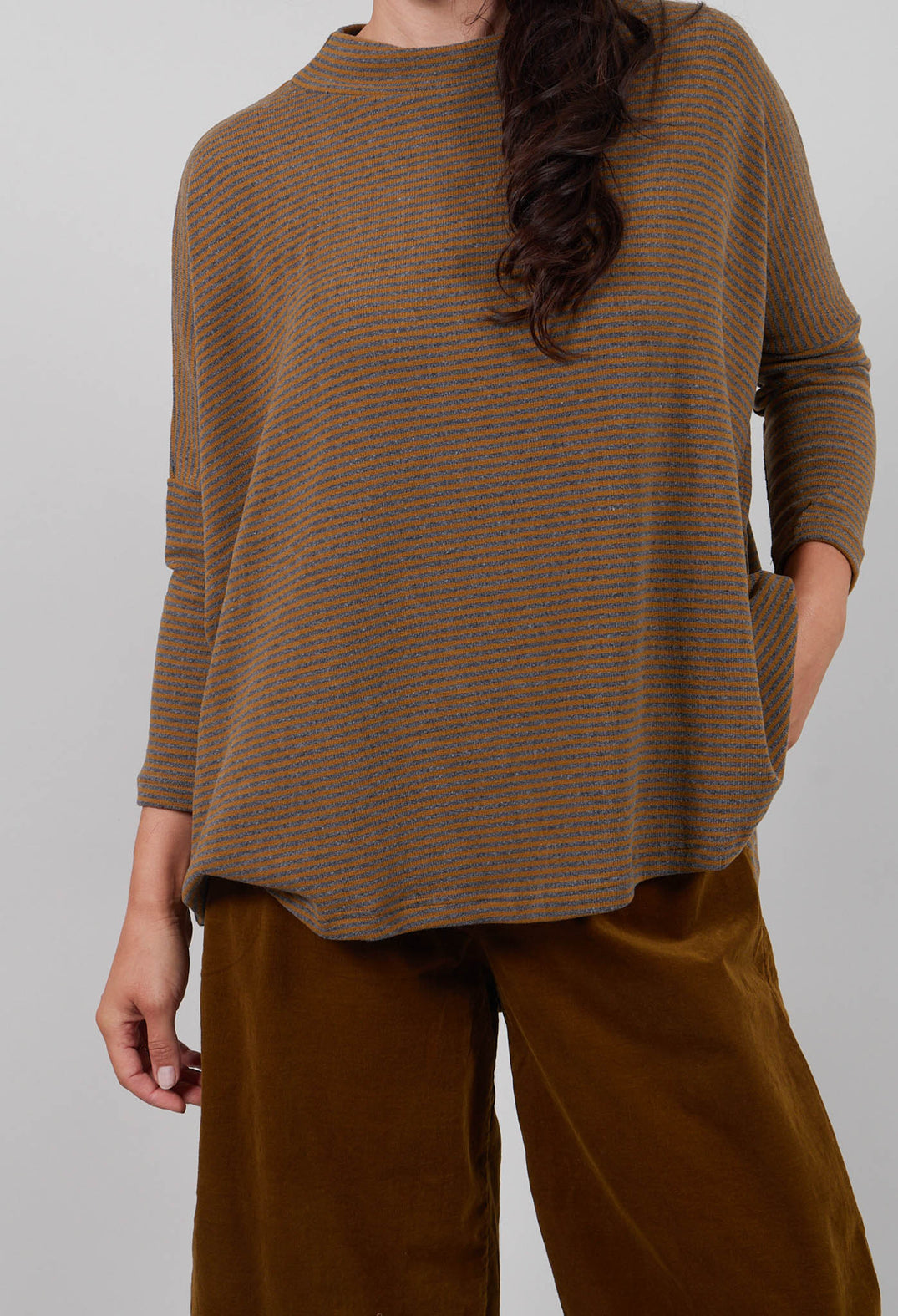 Spino Riga Jumper in Grigio Thin Stripe