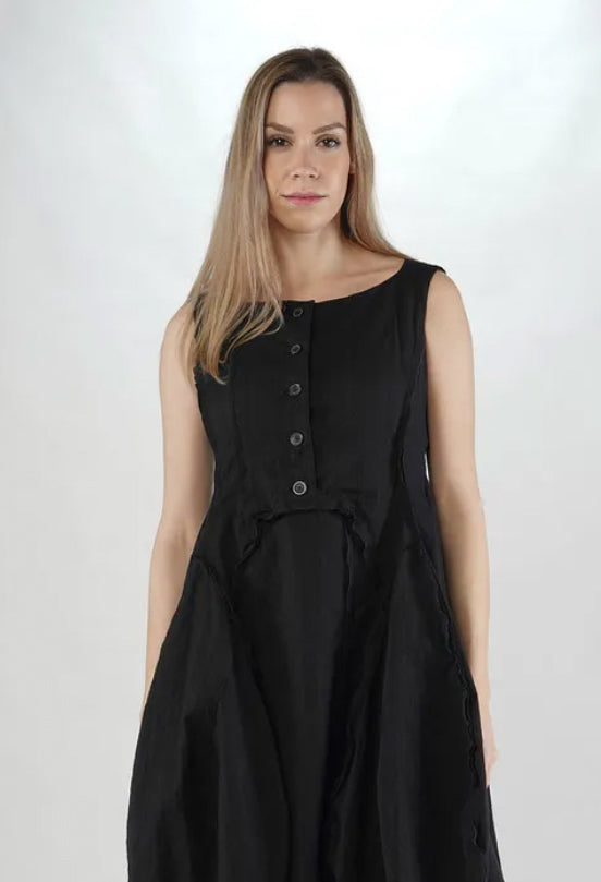 PRE-ORDER - Tulip Hem Dress in Black - 1110908