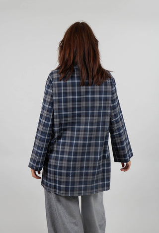 Stand Up Collar Shirt in Grey Marine Check