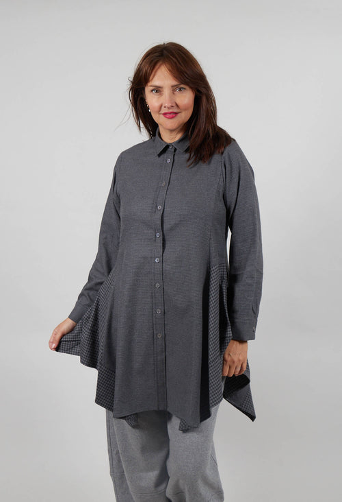 Peplum Shirt in Grey Check