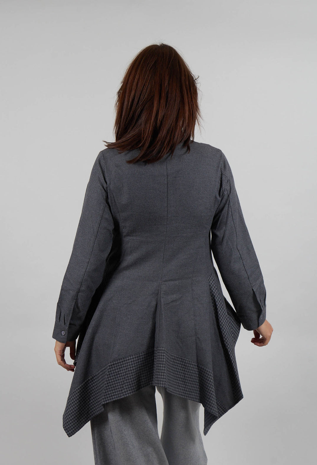 Peplum Shirt in Grey Check