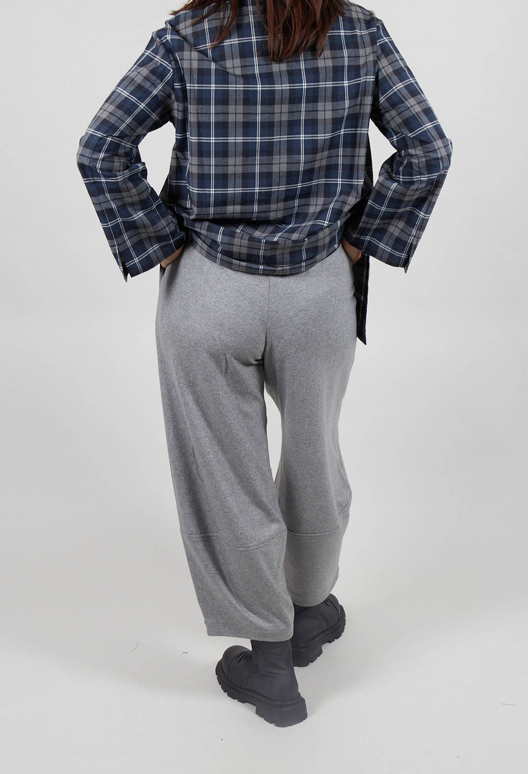 Barrel Leg Wool Trouser in Silver Gray Mel