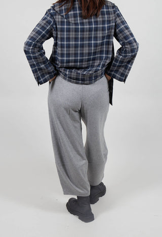 Barrel Leg Wool Trouser in Silver Gray Mel