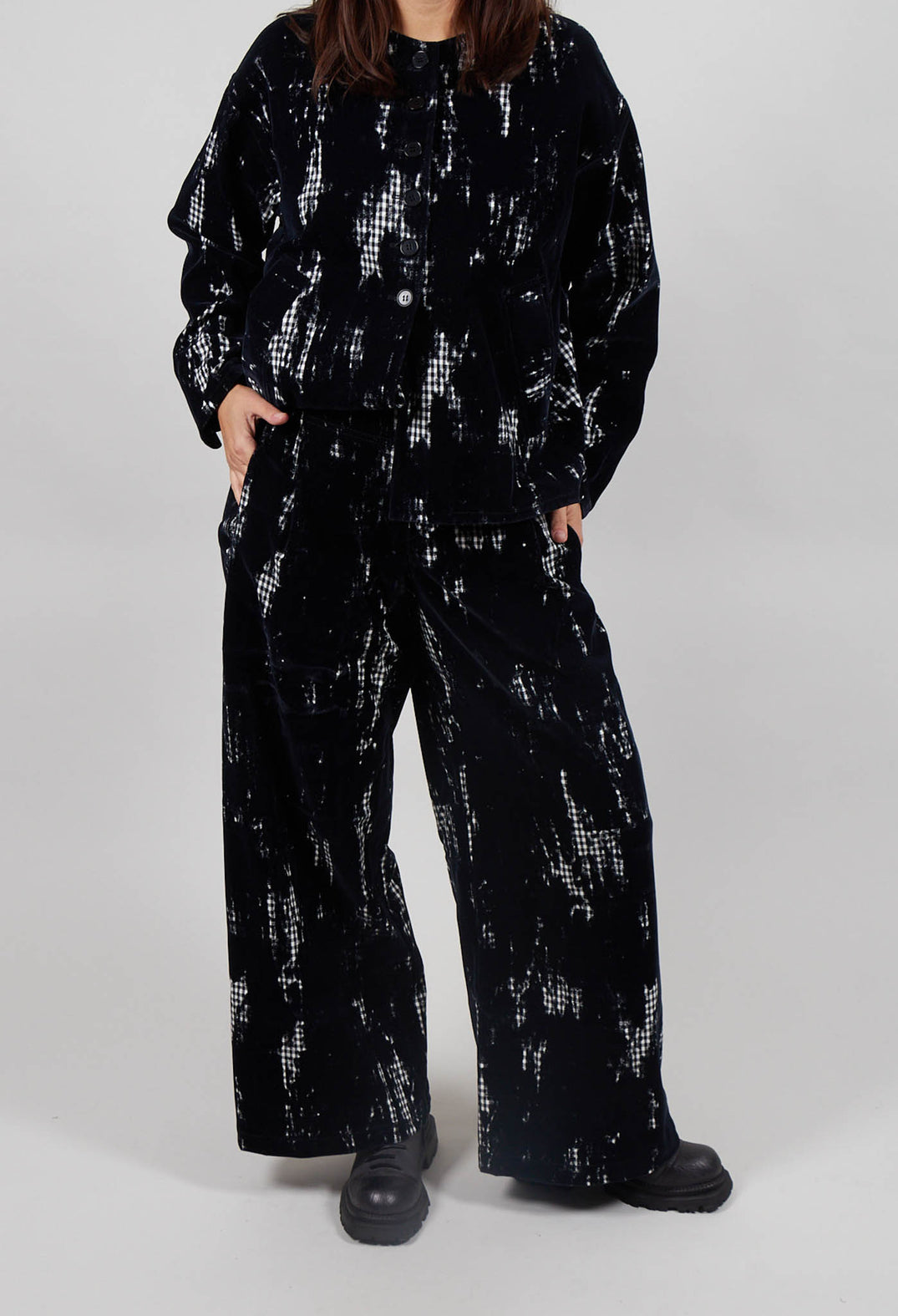 Wide Leg Trouser in Salt and Pepper