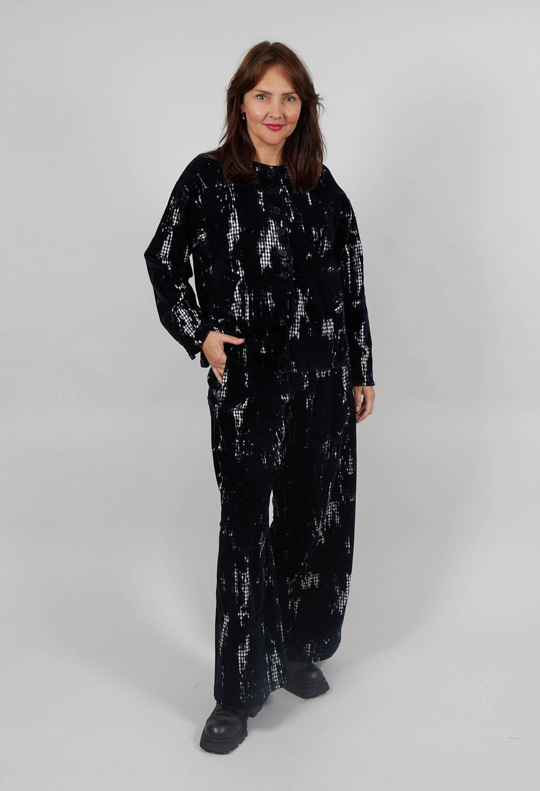 Wide Leg Trouser in Salt and Pepper