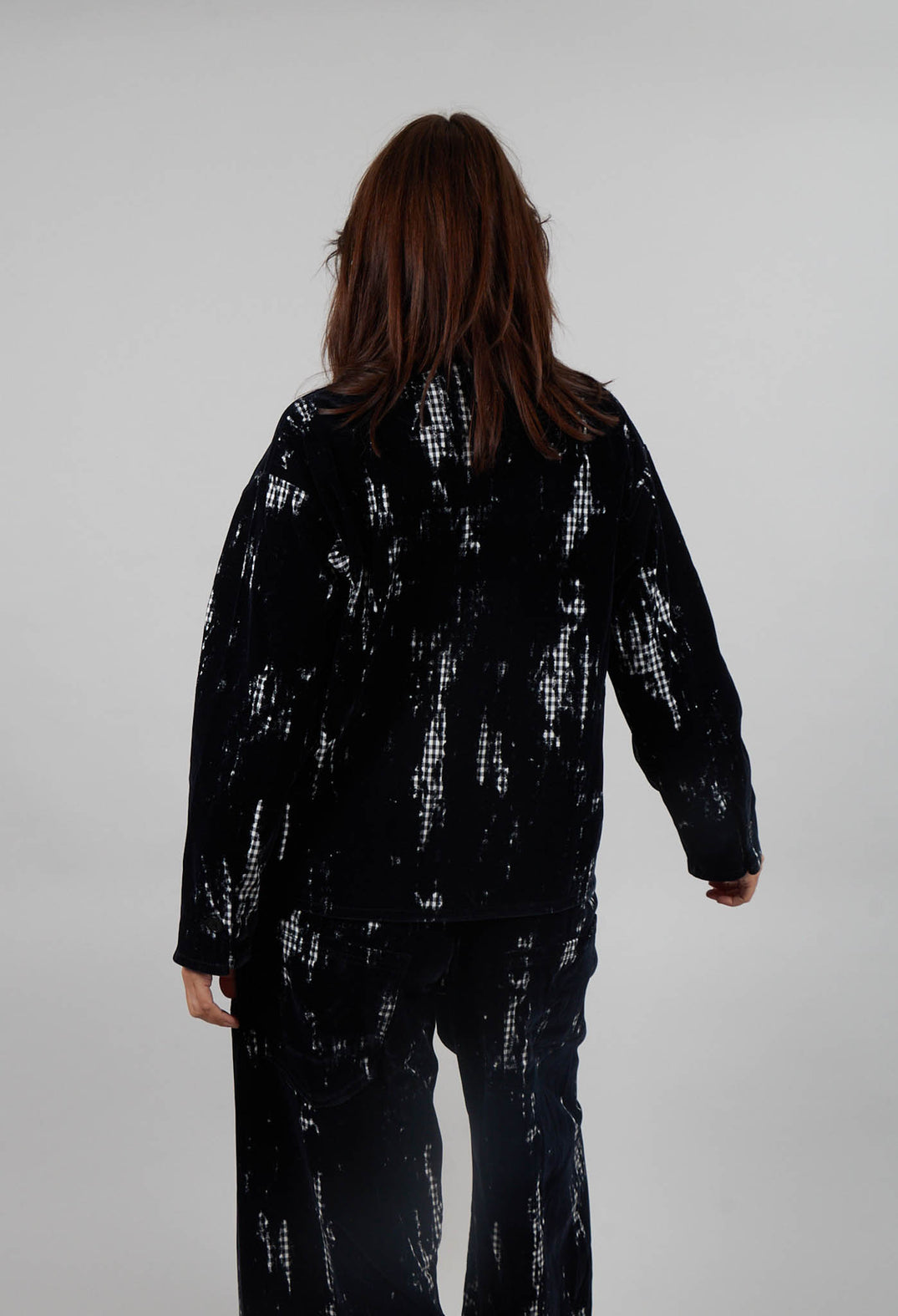 Collarless Jacket in Salt and Pepper