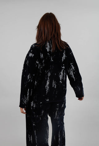Collarless Jacket in Salt and Pepper