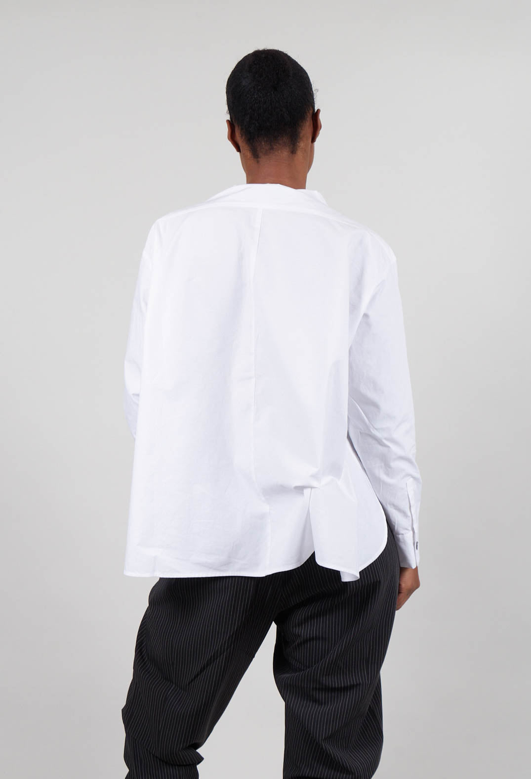 Collarless Shirt in White