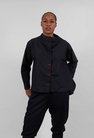 Collarless Shirt in Black