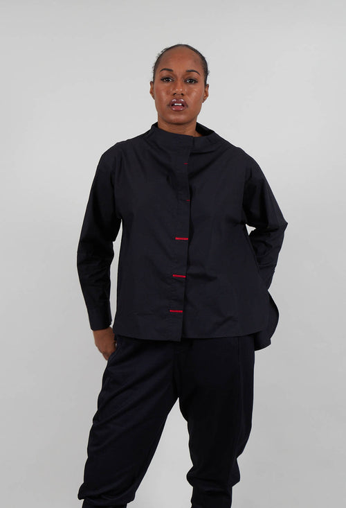 Collarless Shirt in Black