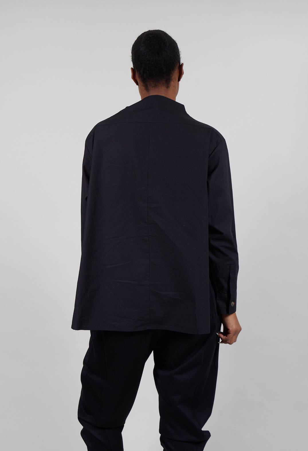 Collarless Shirt in Black