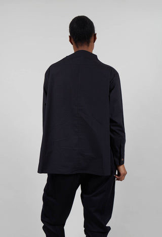 Collarless Shirt in Black