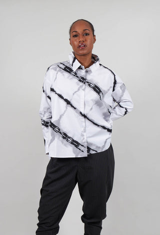 Oversized All Over Pattern Shirt in White