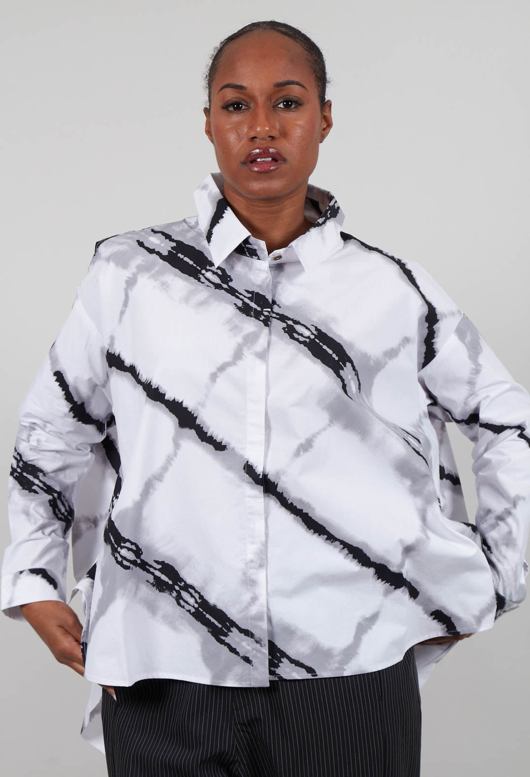 Oversized All Over Pattern Shirt in White