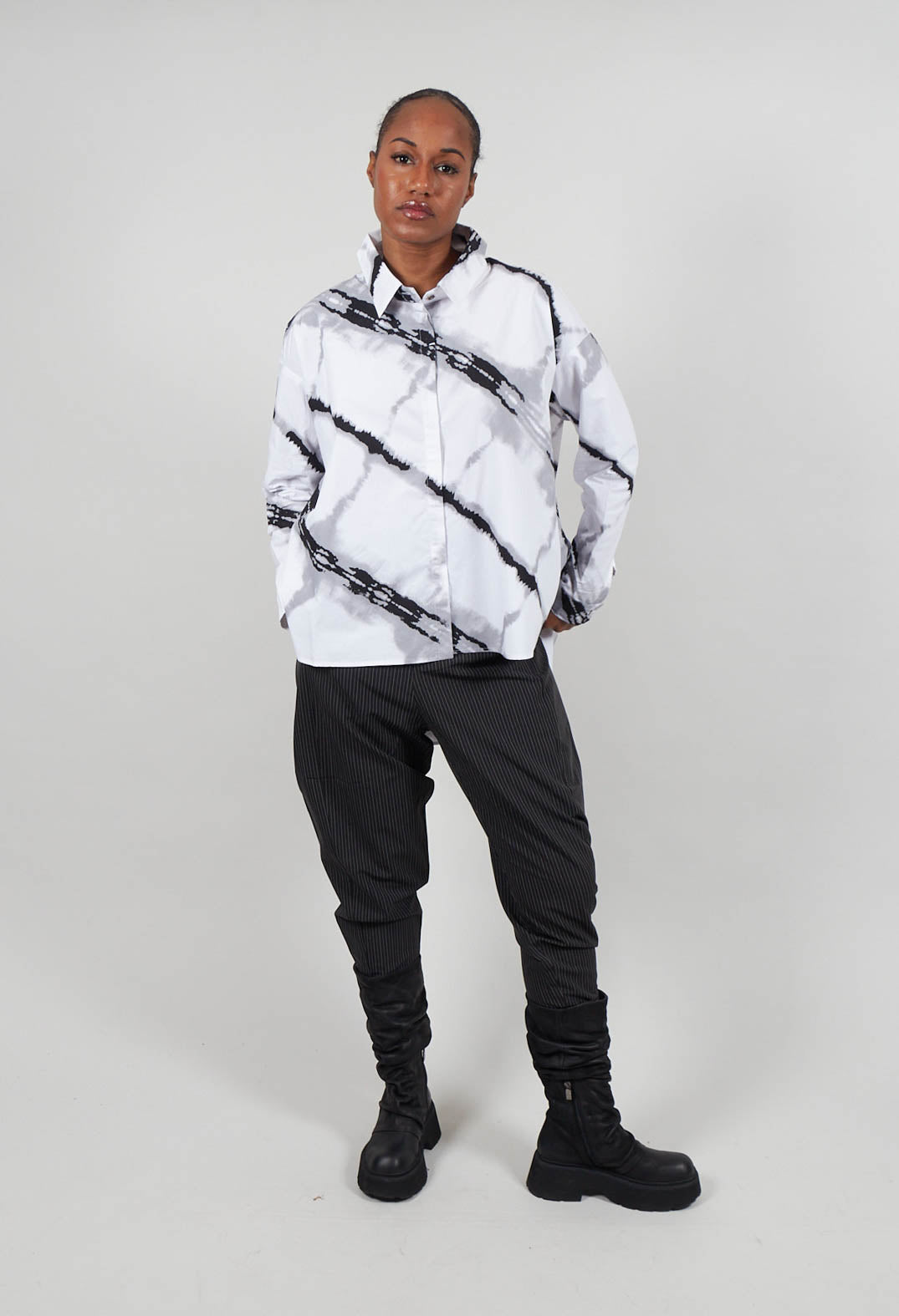 Oversized All Over Pattern Shirt in White