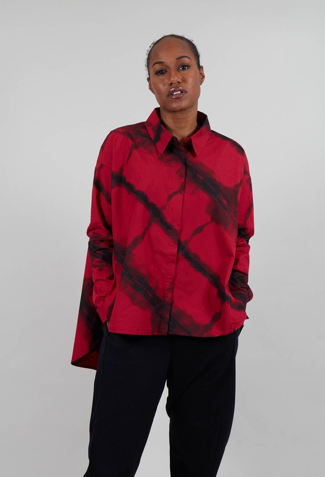 Oversized All Over Pattern Shirt in Red