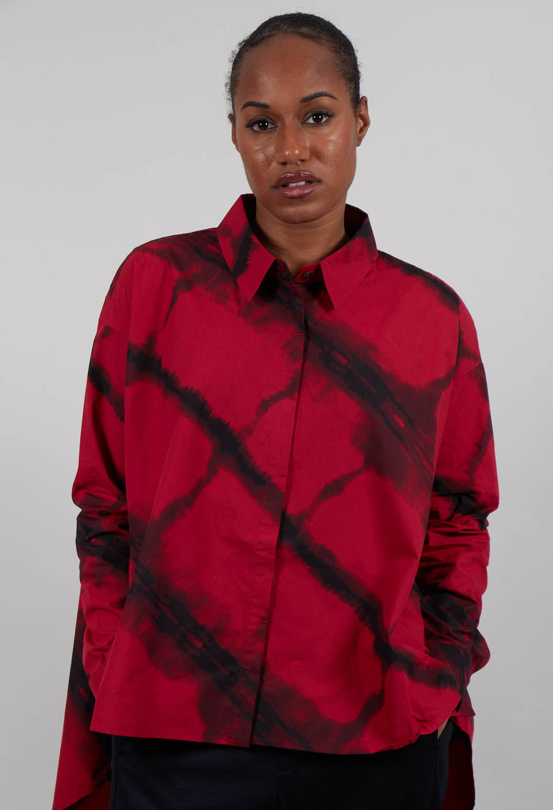 Oversized All Over Pattern Shirt in Red