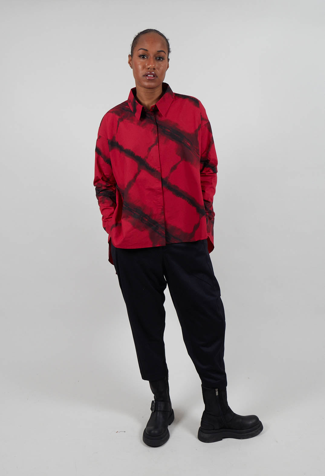 Oversized All Over Pattern Shirt in Red