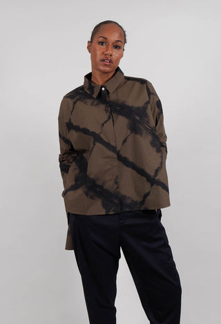 Oversized All Over Pattern Shirt in Khaki Green