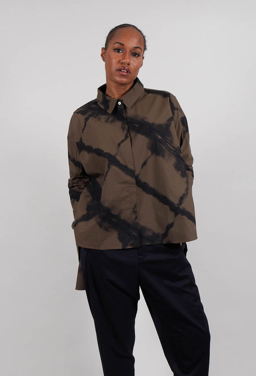 Oversized All Over Pattern Shirt in Khaki Green