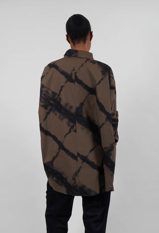 Oversized All Over Pattern Shirt in Khaki Green