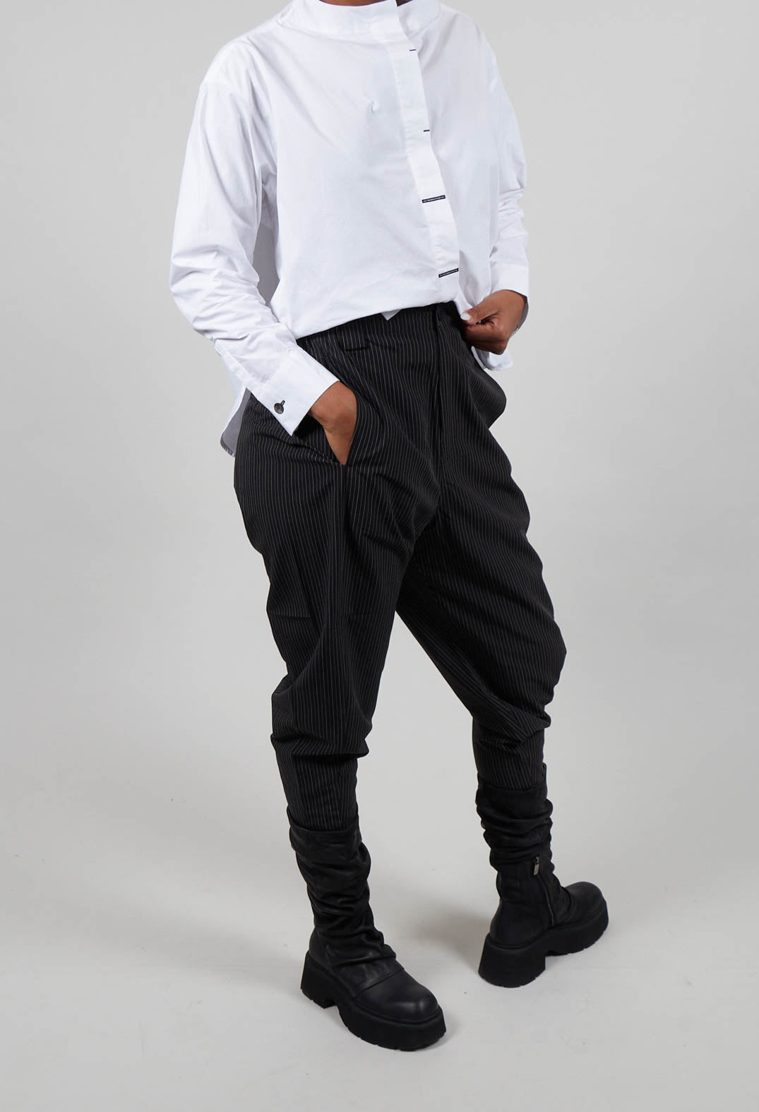 Formal Pinstripe Trouser in Black